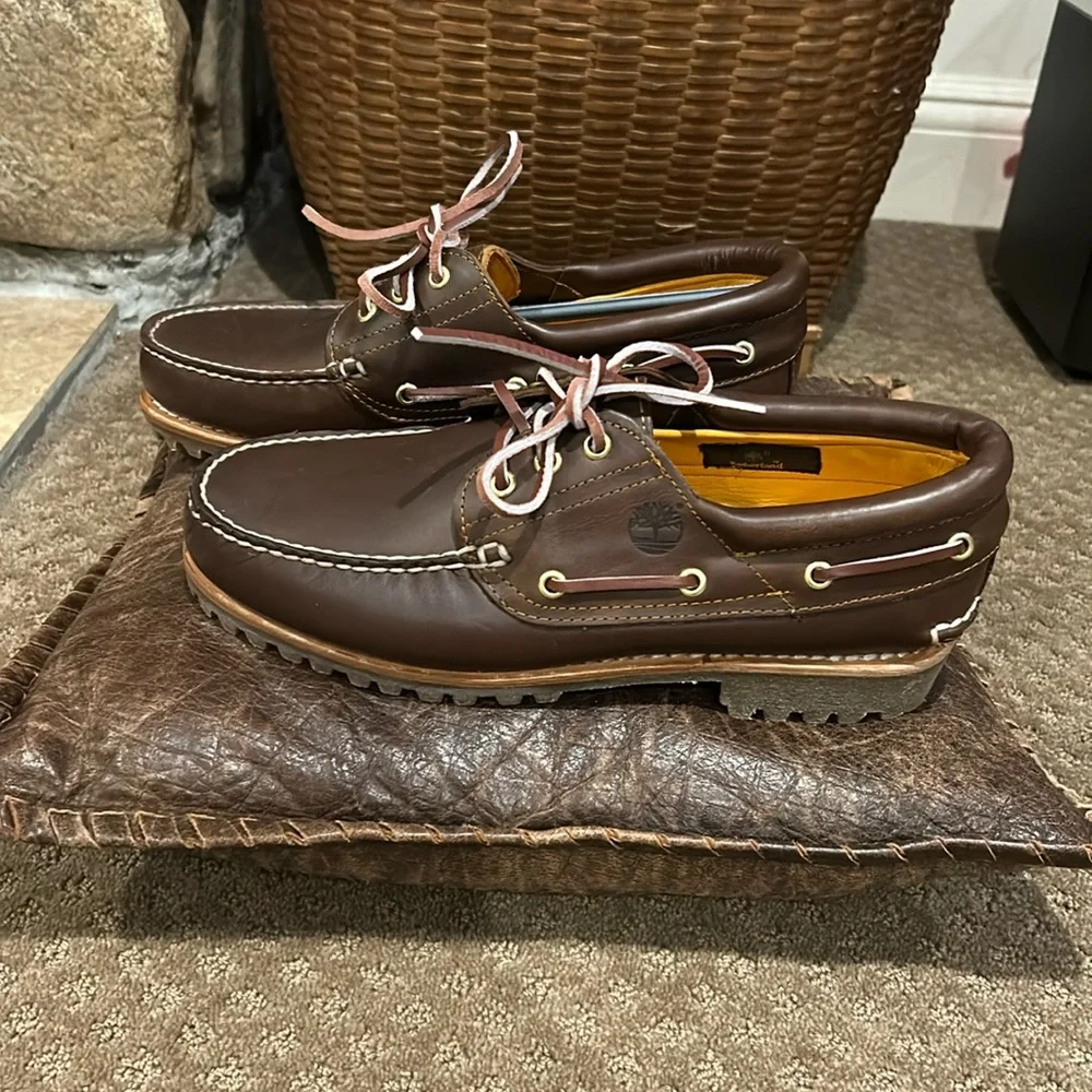 NWOT Timberland Handsewn Leather Boat Shoe Brown Full Grain Size 9W